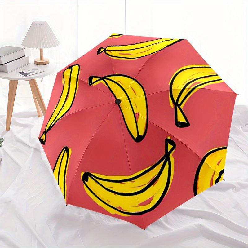 1pc Banana Pattern Folding Umbrella , 8 Ribs Casual Durable Lightweight Portable Travelling Umbrella For Men & Women yy250728079