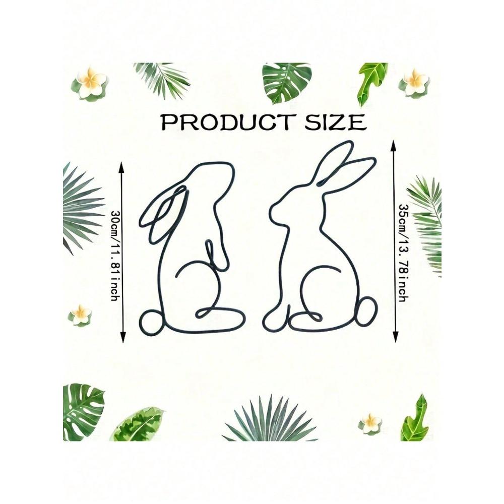 

2 PCS Metal Rabbit Wall Art Geometric Bunny Iron Sculpture Farmhouse Decor TY7104