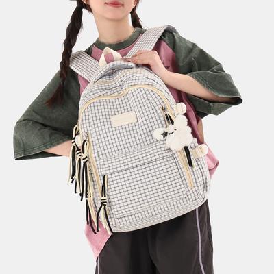 Cartable nouveau cartable de grande valeur sac à dos à carreaux doux élèves du collège sac à dos léger pour le voyage grande capacité femmes