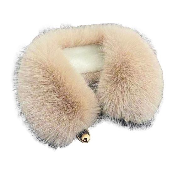 Fake Scarf Puffy Collar Trim Fur Neck Scarf Adjustable Button Fastening Faux Removable Plush Winter Warmer