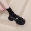 Loafers women's 2025 new autumn platform retro one-pedal small leather shoes British style black women's single shoes