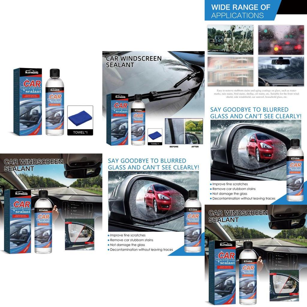 Rayhong Automotive Windshield Sealant Premium Windshield Cleaner Anti Fog And Water Resistant 100ml With Towel