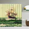 Sailboat Waterproof Bathroom Shower Curtains Sea Navigation Bath Curtains 3d Printing With Hooks 180*180cm Washable Cloth
