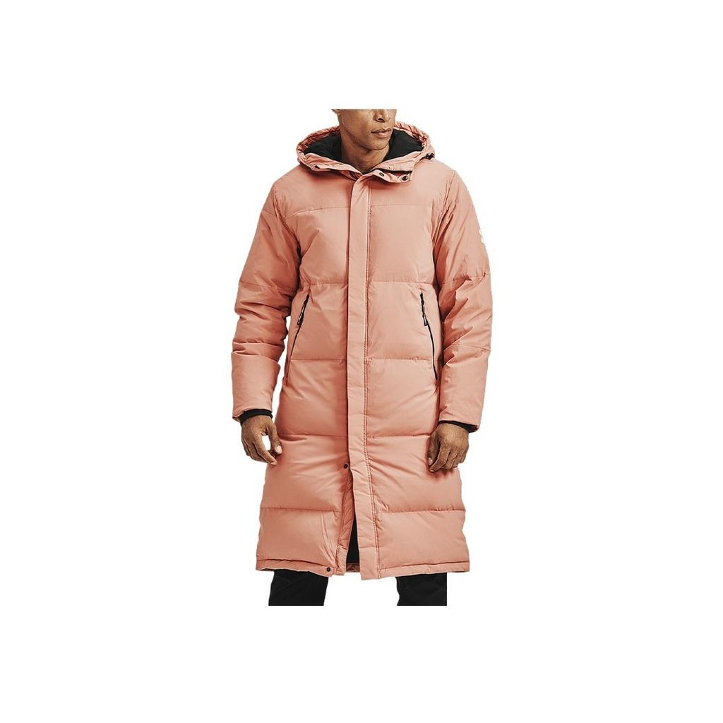 Under Armour Long Bench Sports Training Long Hooded Down Jacket Winter Couple Men Outerwear Rose-Red 1364591-661