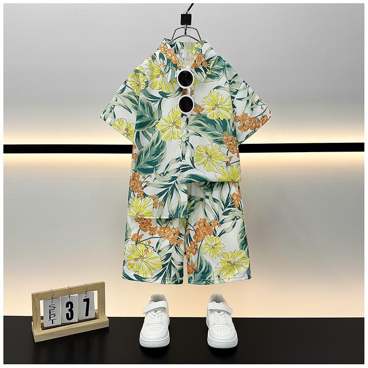 Trendy Boys' Street Style Summer Beachwear Two-Piece Set
