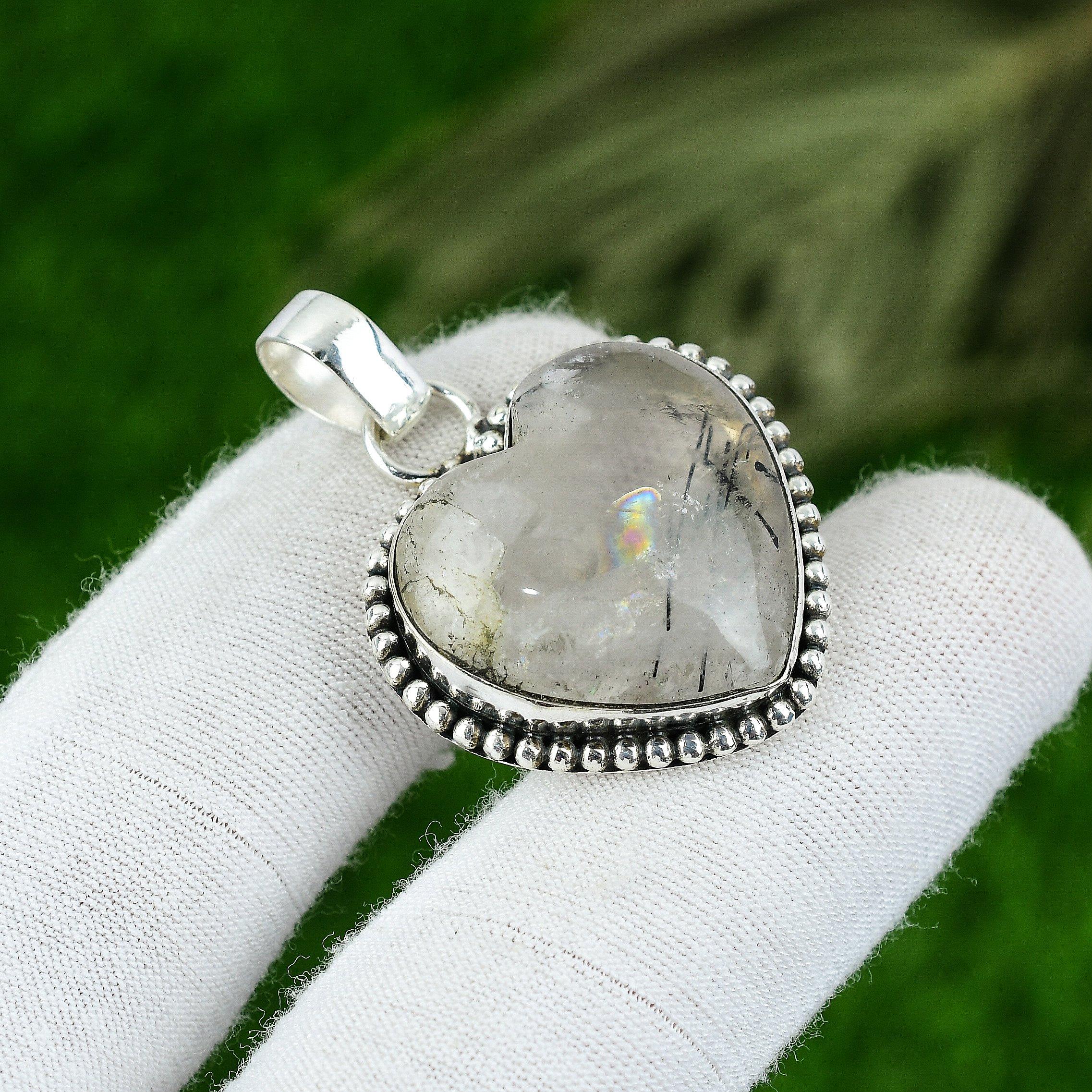 

Подвеска из натурального черного рутилового драгоценного камня, ювелирное изделие из стерлингового серебра 925 пробы для женщин