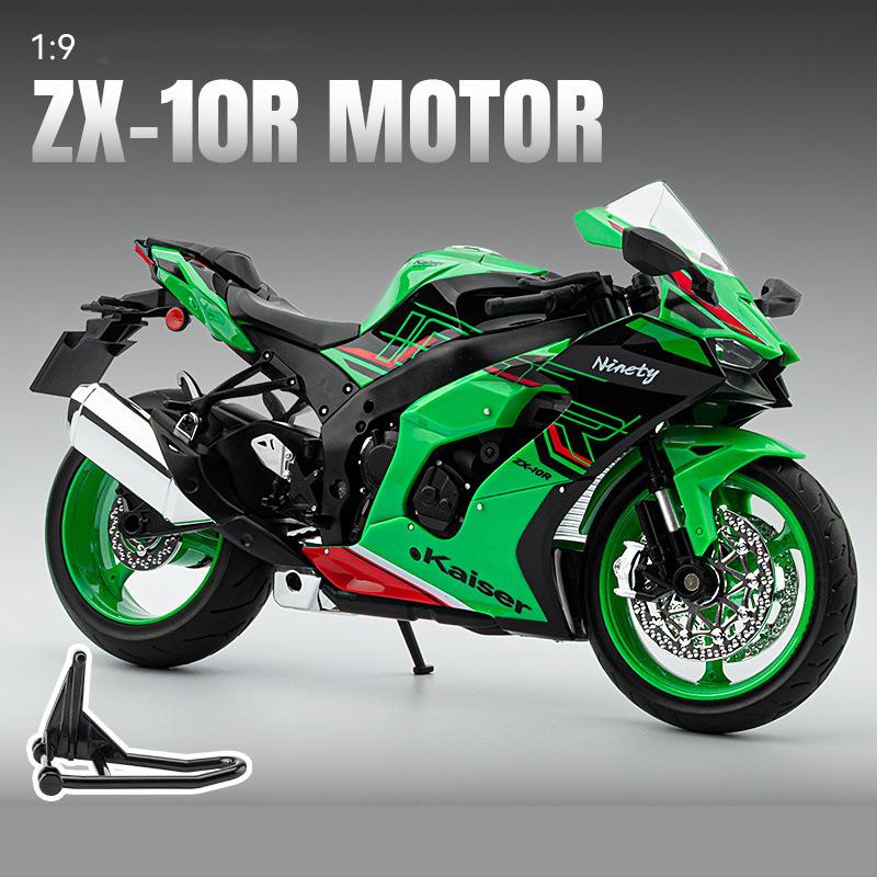 1/9 Kawasaki ZX10R Ninja Alloy Die Cast Motorcycle Model Toy Vehicle Collection Sound and Light Off Road Autocycle Toys Car