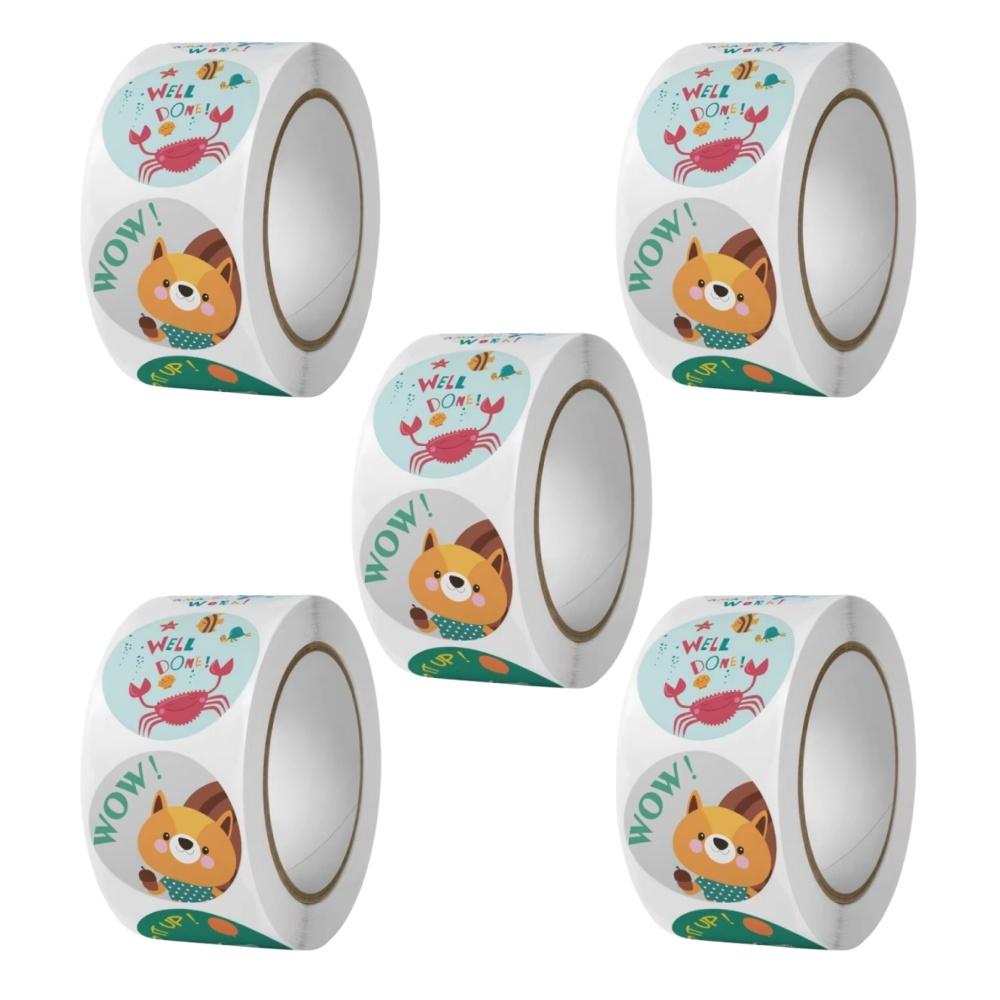 500pcs/roll Animal Cartoon Stickers Cute Round Patterns Sealing Paster for School Reward Teacher Supplies Photocard Decor Lables