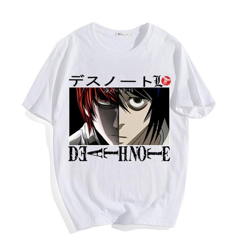 Summer High Quality Men's 100% Cotton T-shirt Japanese Anime Death Note Creative Printing Casual Trend Men's Outdoor Streetwear