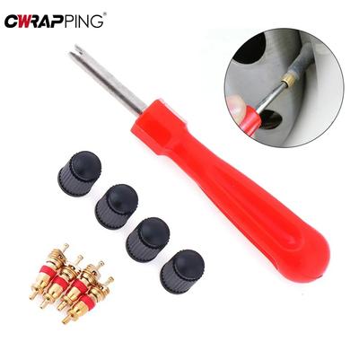 9PCS/Set Auto Reifenventilkern Schraubenschlüssel Spanner Ausbauwerkzeugsatz Ventileinsätze Ventilkappen Ventilschaft Schraubendreher Reifenreparaturwerkzeug