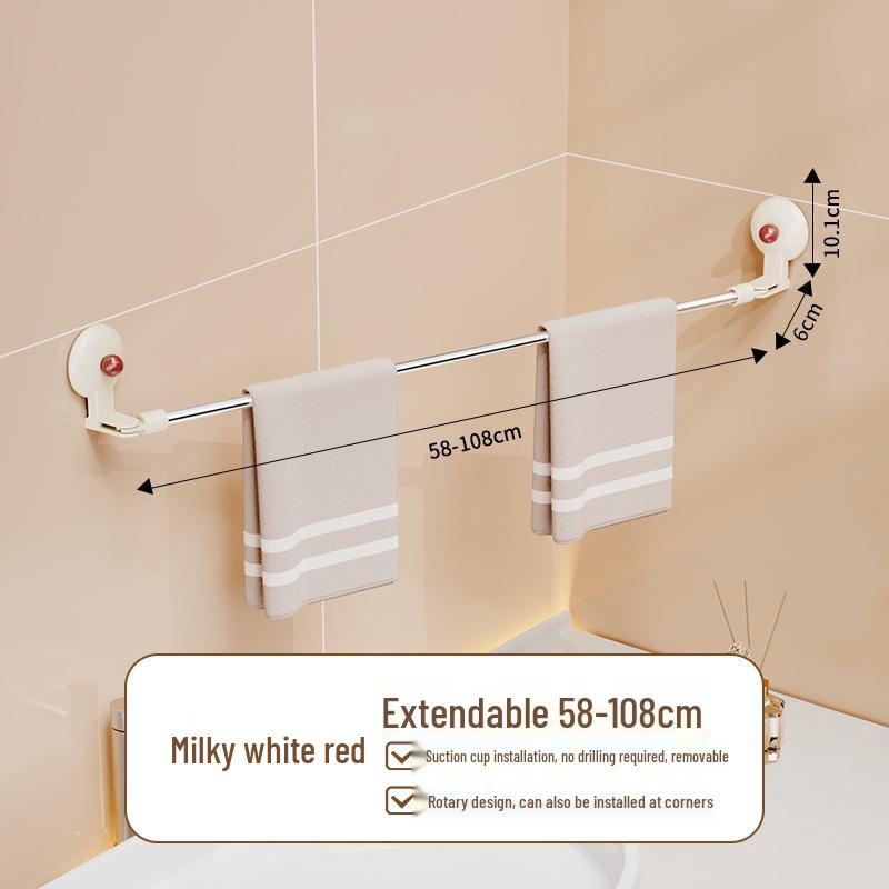 No-Drill Suction Cup Towel Rack - Strong Wall-Mounted Bathroom Storage Bar