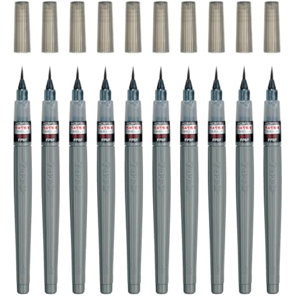Pentel Brush Pen Pentel Brush Pigment Ultra Fine Black 10 Packs XFP5F (10)