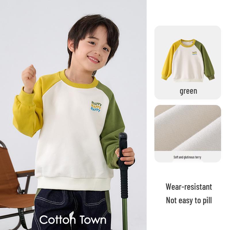 Anti-Pilling Antibacterial Cotton Kids  Hoodie - Boys  and Girls  Spring/Autumn 120 зелёный