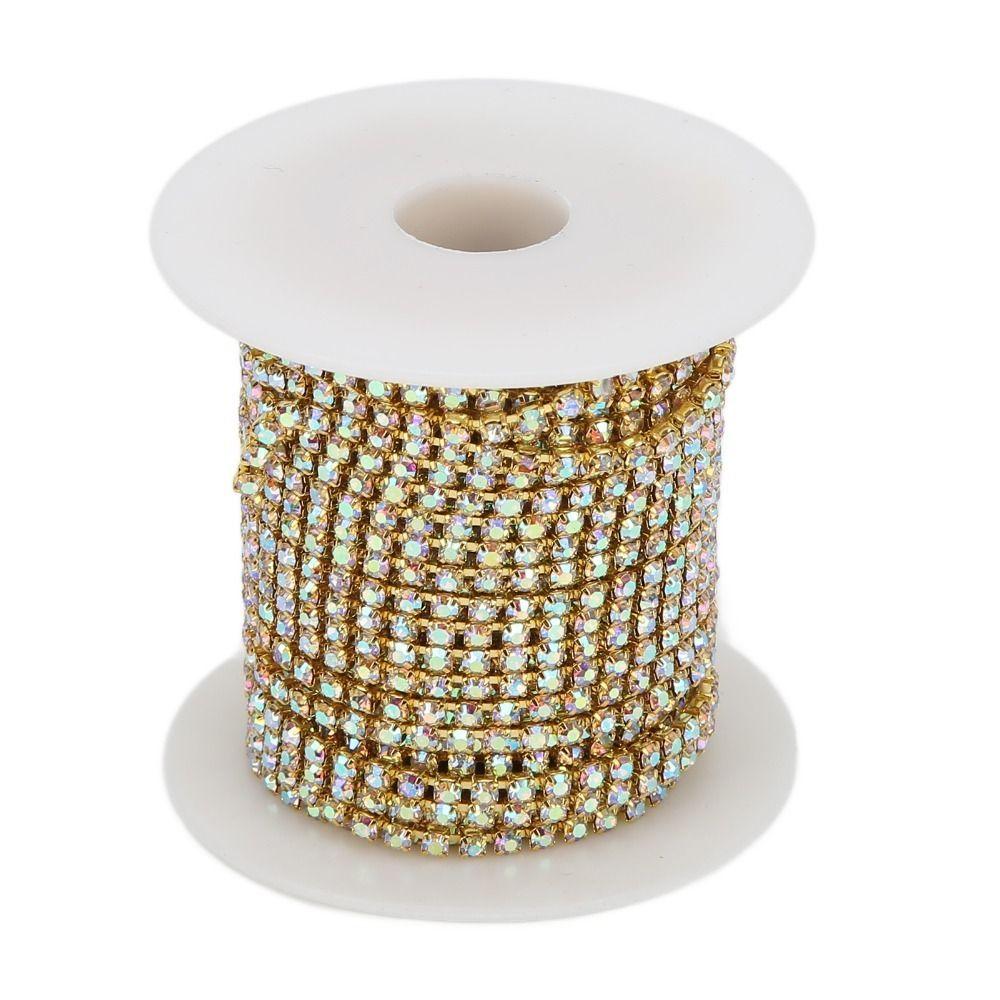 1pcs Ideal 10 Yards Rhinestone Trim 2.5mm AB Color Crystal Rhinestone Chain Rhinestone Cup Chain For DIY Crafts
