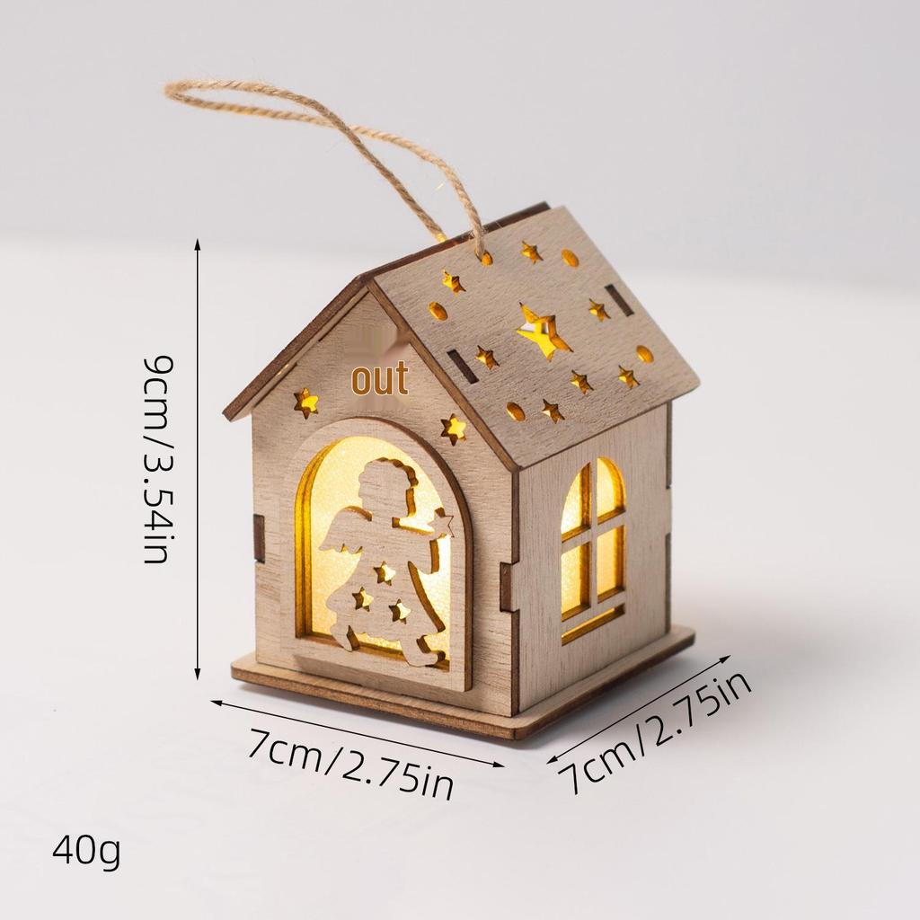 Christmas Luminous Wooden Cabin Ornament - Small House Tree Decoration