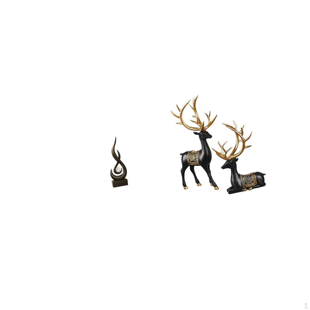 Abstract Fire Reindeer Statue Ornament Resin Flame Elk Figurine Modern Art Sculpture Animal Keepsake