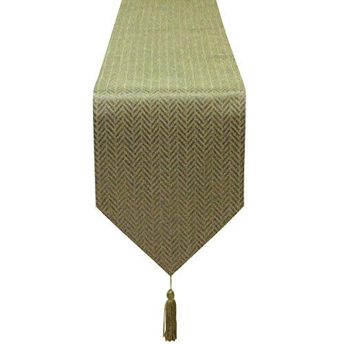 Cleib Herringbone Water-Repellent Table Runner, Green, 25x230cm, FS006