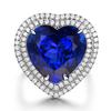 Ring Sapphire Love Heart Double-row Rhinestones