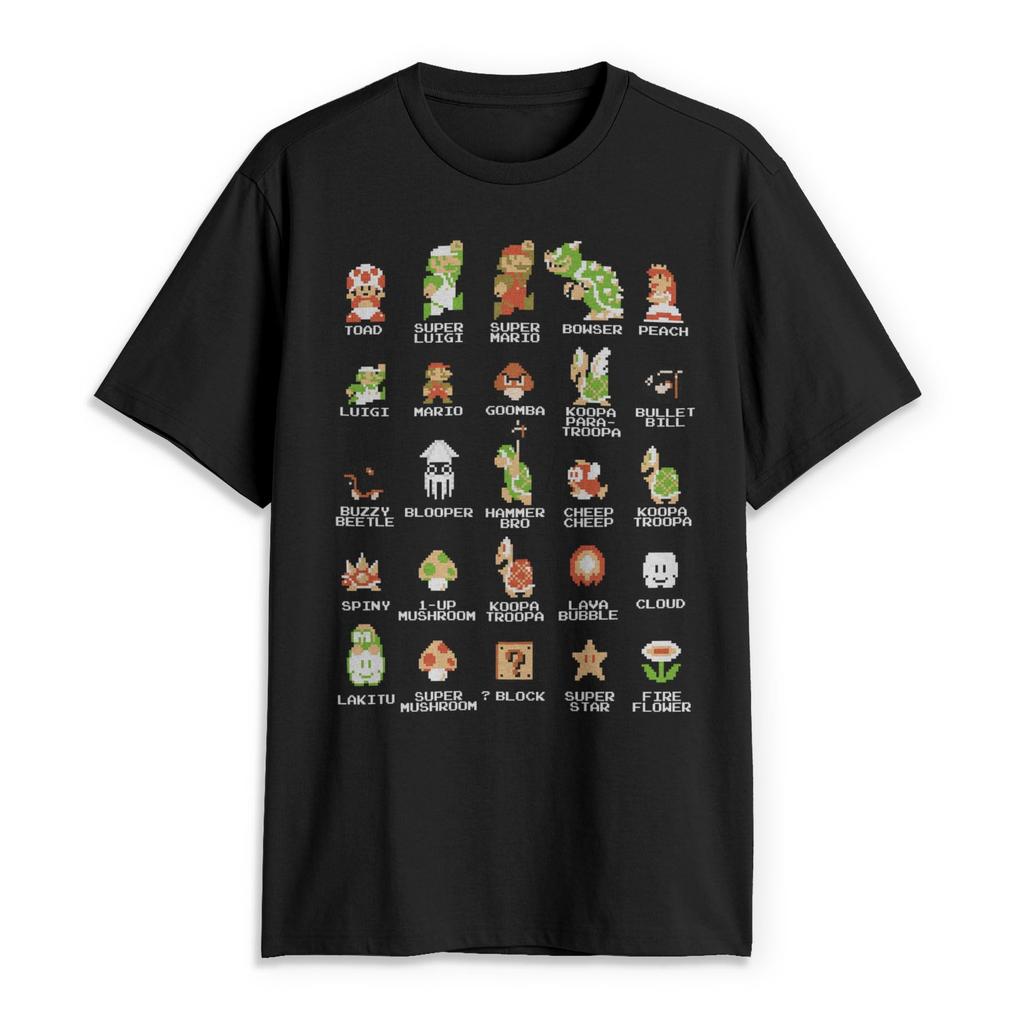 Super Mario Pixel Style T-shirt Men and Women Summer Cotton Y2K Clothing Cartoon Fashion Casual Round Neck Short Sleeved Tee...