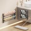 Badezimmer-Pantoffelregal, Wandmontiert, Ohne Bohren, Schuhregal Hinter der Badezimmertür, Entwässernd, Mehrschichtig, Faltbar, Schuhaufbewahrung