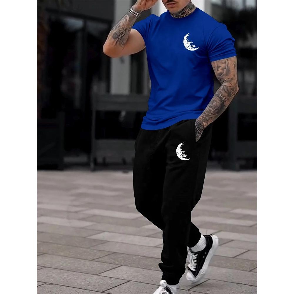 Casual Men's Casual Men's Short-sleeved Shirt and Long Pants, a Fashionable Street Style Two-piece Set