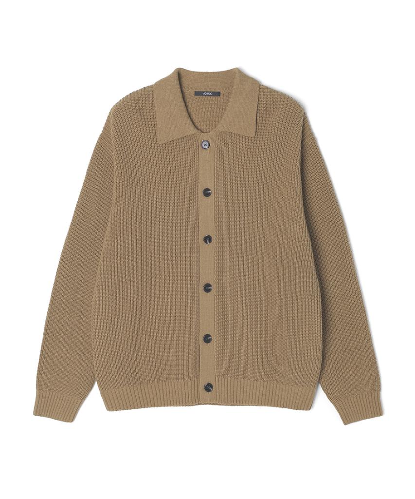 Adhoc Men'S Button-Fold Collar Cardigan (Dk-Beige) (Hc3Gd05)