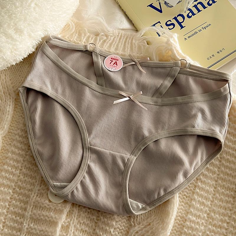 Pure Cotton Fake Two Threaded Panties Antibacterial Mid Waist Pure Desire Seamless Breathable Women's Triangle Panties