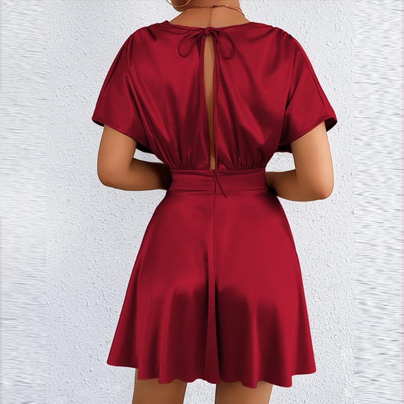Women S Sleeveless V Neck Sexy Waist Tight Slim Summer Dress