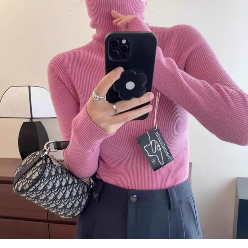 Autumn and Winter Slim Fit Turtleneck Knitted Sweater Women Tops Long Sleeve Casual Base Women's Sweaters Soft Warm Fashion Female Knitwears 25252