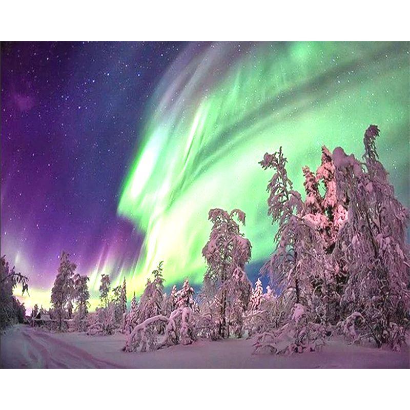 Volle Runde 5D DIY Diamant Malerei Kreuzstich Planet Aurora Nacht Landschaft Mosaik handgemachte Geschenk Kunst