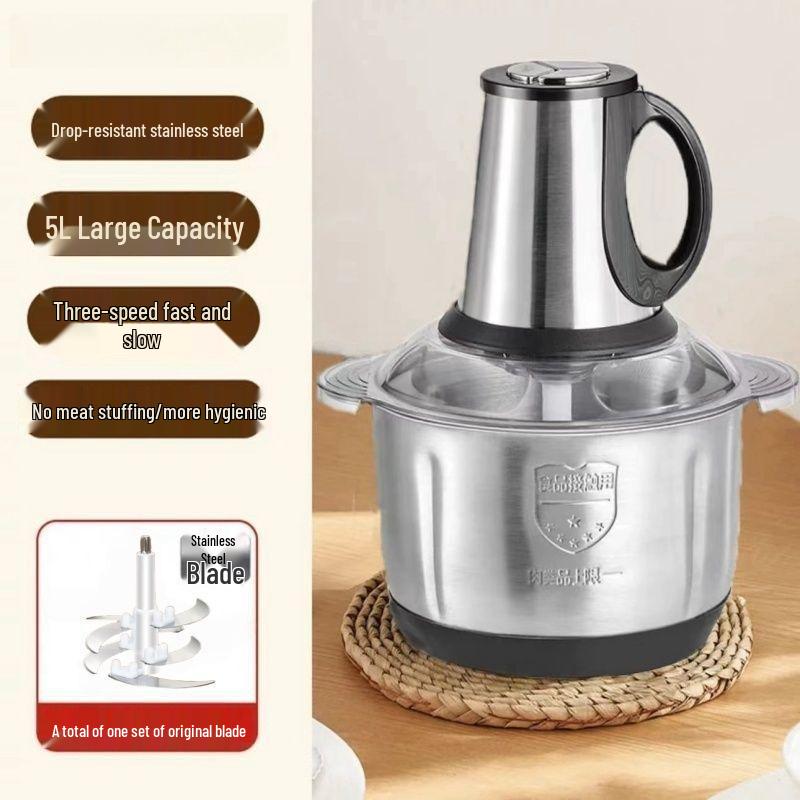 

Stainless Steel Electric Meat Grinder & Dough Kneader: Multi-functional Cooking Machine for Minced Garlic and Pepper.