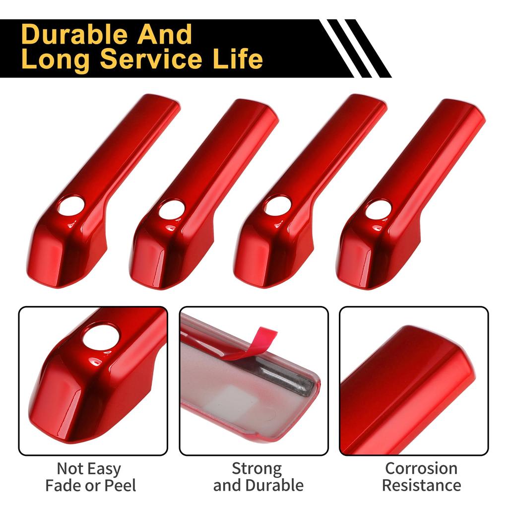 FUELHOOD Door Bowl Handle Trim Set for Suzuki Jimny JB64 Red ABS and (4pcs) - - Wear-resistant, Durable, Scratch-resistant
