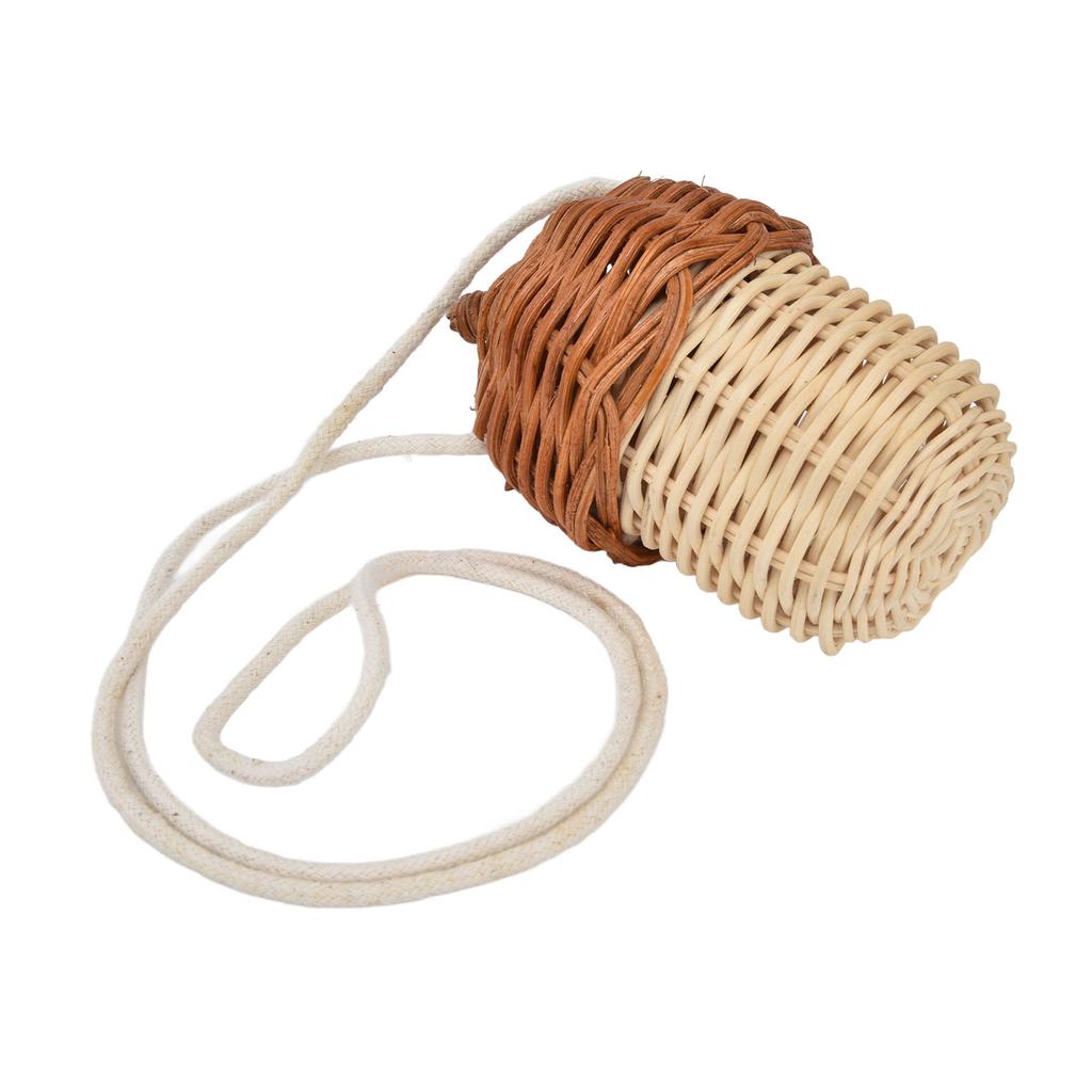 Rattan Basket Bag 7x13cm Size Length Mini Portable Light Weight Strong Toughness Manual Rattan