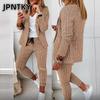 JPNTKY Women's Fashion Casual Long Sleeve POLO Neck Pants Suits
