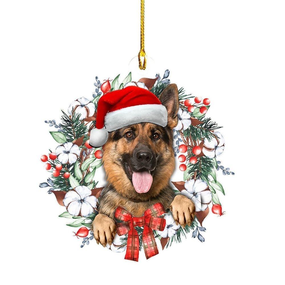 

Acrylic Santa Hat Cat Dog Pig Hanging Christmas Decorations Cat Dog With Santa Hat Pendant Home Dog
