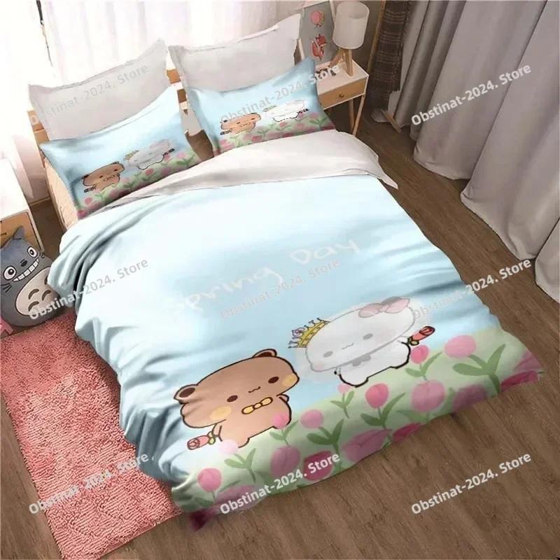 Bubu Dudu Cartoon Cute Bear Kawaii Christmas Gift Bedding Set Duvet Cover Sheet Pillowcase Soft Quilt Cover Queen King Size