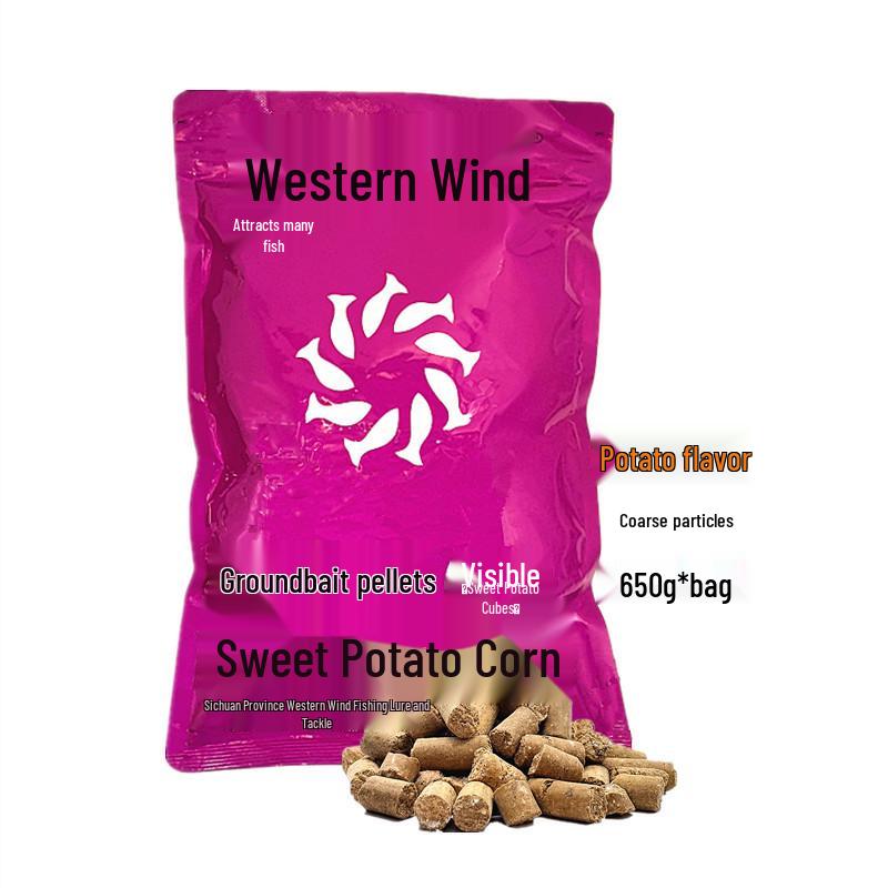 Western Style Sweet Potato & Corn Pellets for Wild Carp Fishing, 2025 Edition, 650g, 38 Bags Bag