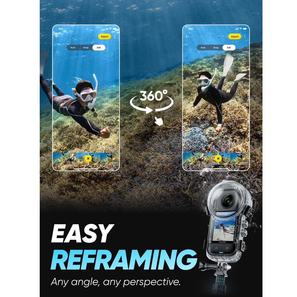 Insta360 X3 Action Camera with New 48MP IPX8 72MP Image Active 4K 60fps Horizon AI Voice Control Action Live and Underwater Webcam Invisible Diving