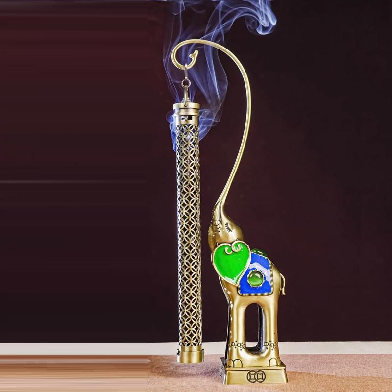 

Creative Metal Aromatherapy Incense Burner, Home Indoor Zen Tea Ceremony Decorations, Elephant Shape Hanging Furnace, 28 CM, 1Pc