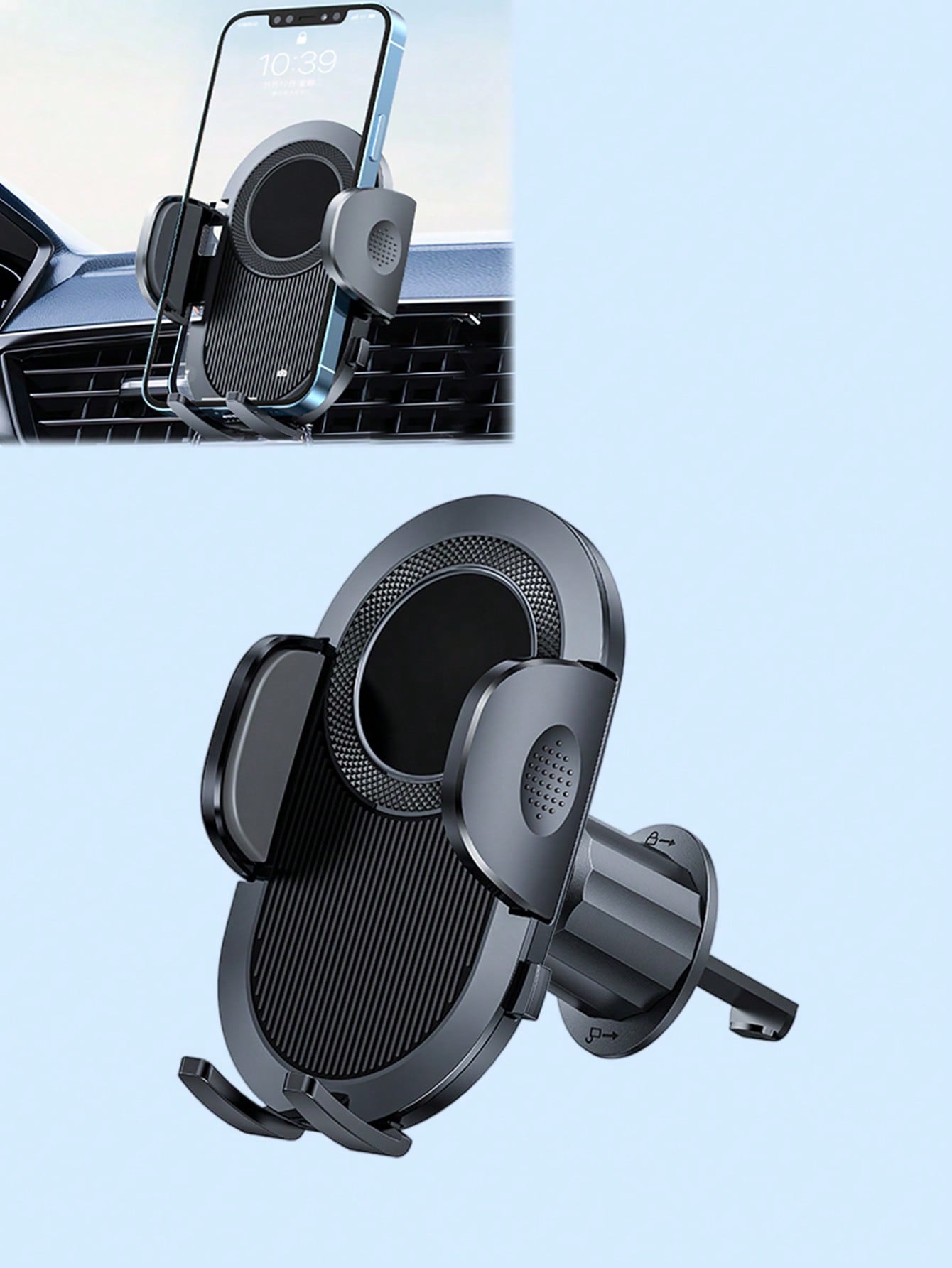 

Universal Car Phone Mount – Suction Cup & Air Vent Types, Suitable for Dashboard, Windshield and Center Console