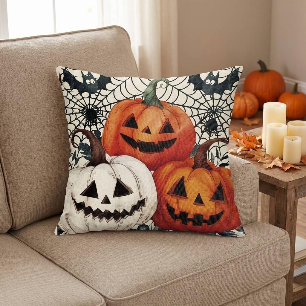 Halloween Pumpkin Cover 1818 Inches Single Sided Print Decorative Square Throw Case for Couch Sofa Bedroom