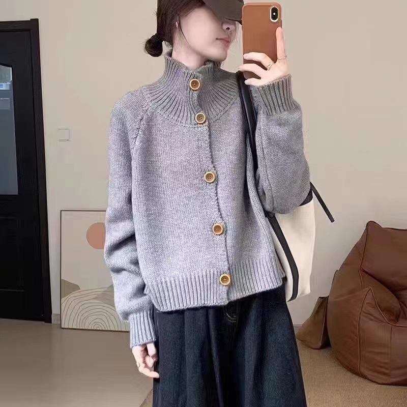 Women's Pullover Sweater New Jacket High Neck Autumn and Winter Style Knitted Cardigan