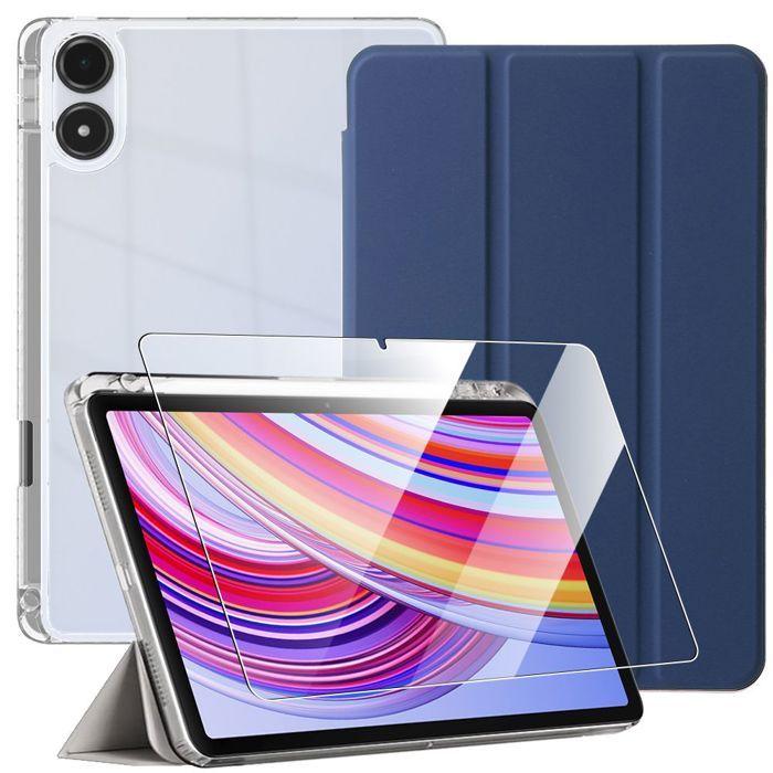 Coque + Verre Trempé - BOOLING - Xiaomi Redmi Pad Pro 12,1" - Etui Bleu Marine avec Porte-Stylet