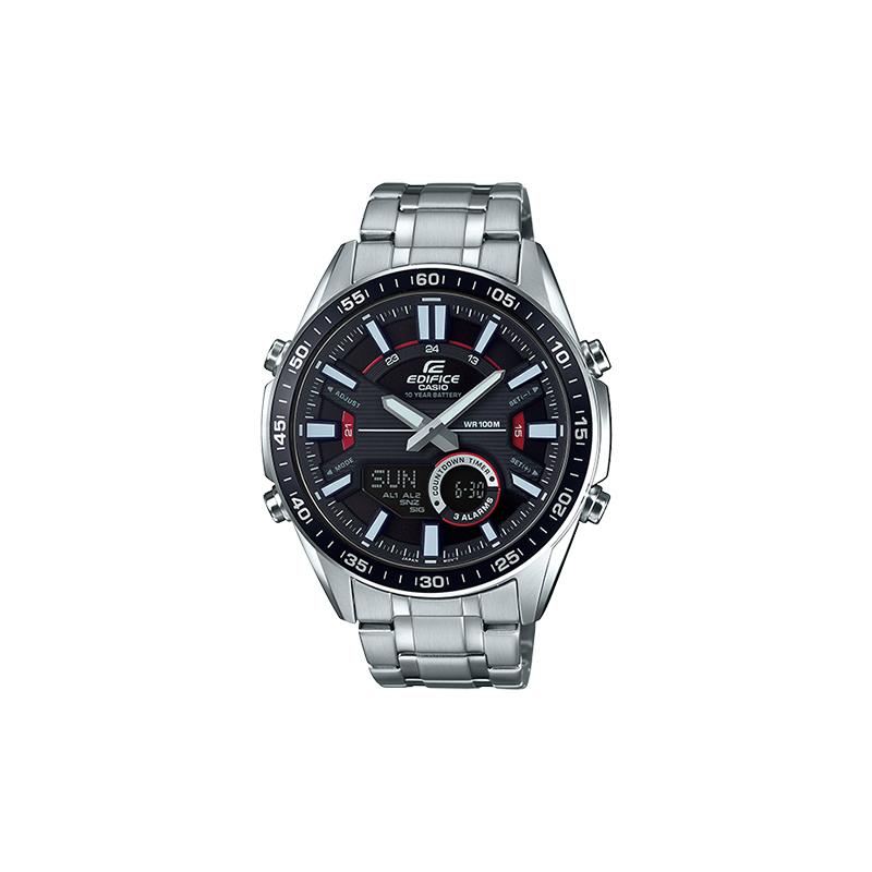 

Casio EDIFICE Fashionable Business Casual Dual Display Waterproof Quartz Movement Stainless Steel Strap Japanese and Korean Watch Men s EFV-C100D-1A чёрный