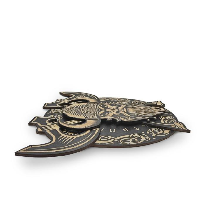 Cultural Wood Wall Hangings Medieval Nordic Portrait Sword Wall Plaques Decors