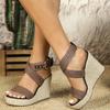 Bohemian espadrilles shoes peep toe wedges sandals platform women heel pumps hemp rope outsole comfort csaual shoes