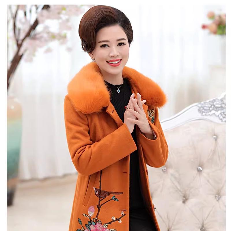 Ținută de mamă cu jachetă de lână supradimensionată de pluș și îngroșată pentru ținute de toamnă și iarnă pentru femei, jachetă de bumbac la modă de lungime medie