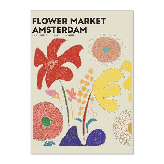 Abstract Flower Market Vintage Watercolor Wall Art Canvas Painting Nordic Posters And Prints Wall Pictures For Living Room Decor No Frame