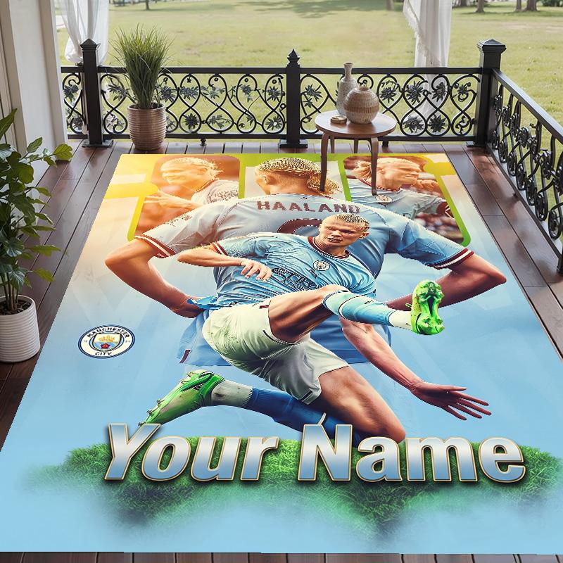 Custom Text Printed Rug Erling Haaland Non Slip Floor Carpet For Home Room Decor