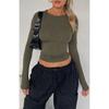 Popular women's casual long-sleeve T-shirt, spring and autumn solid color slim-fit pullover T-shirt, women's streetwear base shirt top
